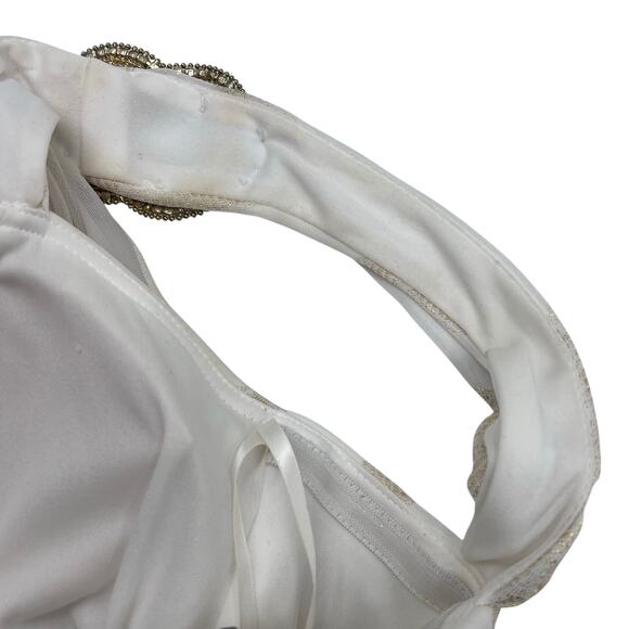 Cache Womens Vintage Y2K White Gold One Shoulder Jewel Goddess Maxi Dress Sz 6 - Picture 11 of 16